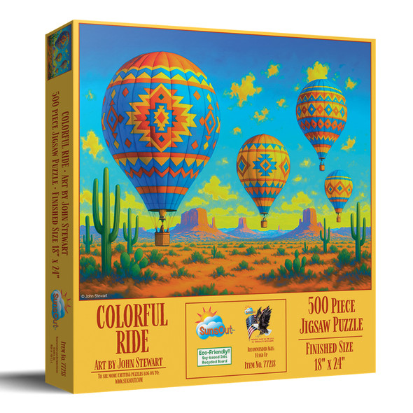 SUNSOUT INC - Colorful Ride 500 piece Jigsaw Puzzle for Adults by Artist: John Stewart - Finished Size 18" x 24" - MPN# 77218