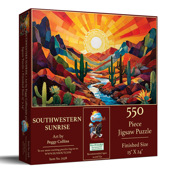 SUNSOUT INC - Southwestern Sunrise 550 piece Jigsaw Puzzle for Adults by Artist: Peggy Collins - Finished Size 15" x 24" - MPN# 71378