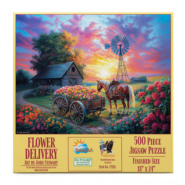 SUNSOUT INC - Flower Delivery - 500 piece Jigsaw Puzzle for Adults by Artist: John Stewart - Finished Size 18" x 24" - MPN# 77182