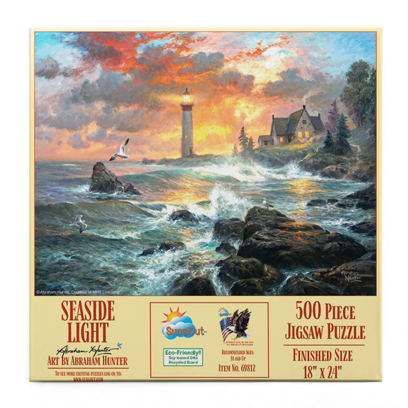SUNSOUT INC - Seaside Light - 500 piece Jigsaw Puzzle for Adults by Artist: Abraham Hunter - Finished Size 18" x 24" - MPN# 69812