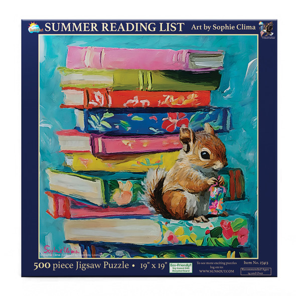 SUNSOUT INC - Summer Reading List 500 piece Jigsaw Puzzle for Adults by Artist: Sophie Clima - Finished Size 19" x 19" - MPN# 27413