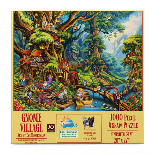 SUNSOUT INC - Gnome Village - 1000 piece Jigsaw Puzzle for Adults by Artist: Eva Nikolskaya - Finished Size 20" x 27" - MPN# 70815
