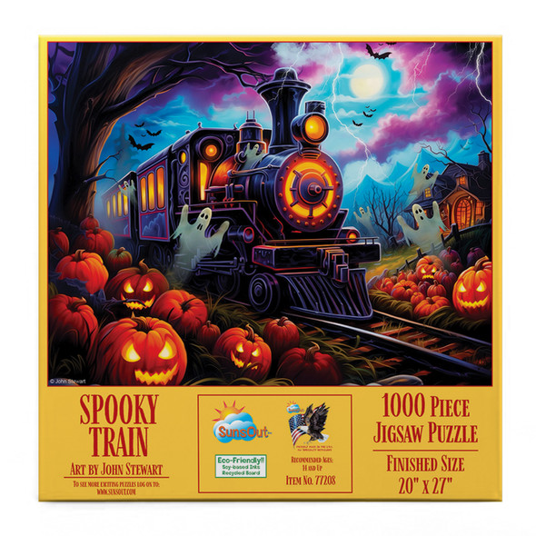 SUNSOUT INC - Spooky Train 1000 piece Jigsaw Puzzle for Adults by Artist: John Stewart - Finished Size 20" x 27" - MPN# 77208
