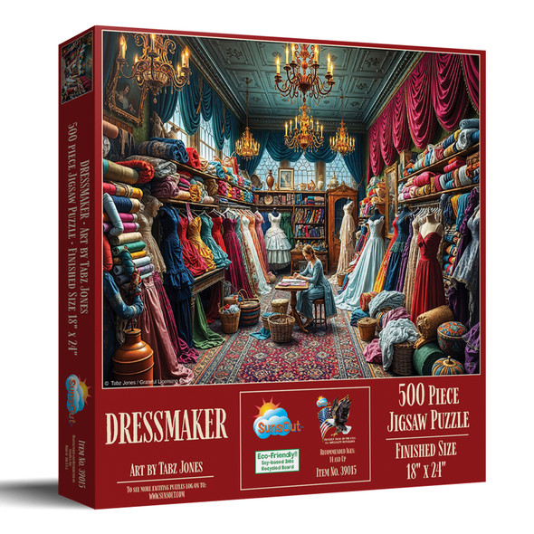 SunsOut Dressmaker 500 Piece Jigsaw Puzzle for Adults - Finished Size: 18" x 24" by Artist: Tabz Jones