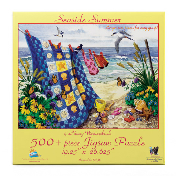 SUNSOUT INC - Seaside Summer - 500 pc Large Pieces Jigsaw Puzzle by Artist: Nancy Wernersbach - Finished Size 19.25" x 26.625" - MPN# 62956