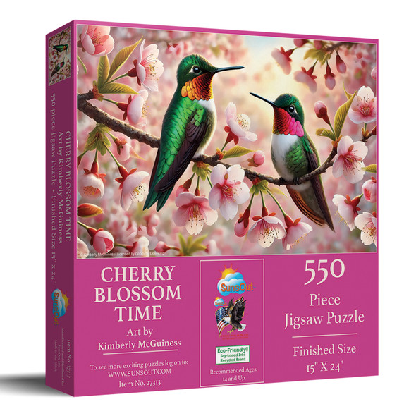 Sunsout Cherry Blossom Time 550 Piece Jigsaw Puzzle for Adults - Finished Size: 15" x 24" by Artist: Kimberley McGuiness