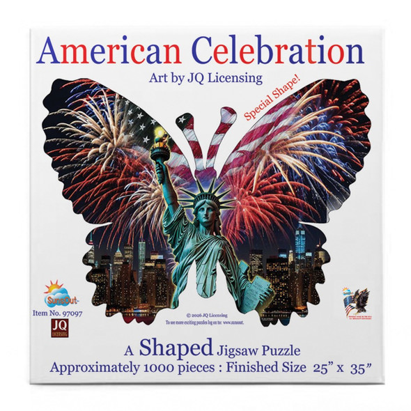 Sunsout American Celebration 1000 Piece Shaped Jigsaw Puzzle for Adults - Finished Size: 25" x 35" by Artist: JQ Licensing