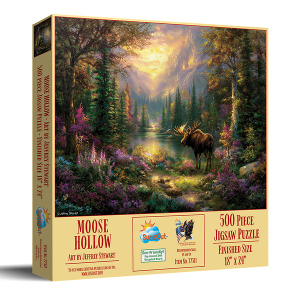 Sunsout Moose Hollow 500 Piece Jigsaw Puzzle for Adults - Finished Size: 18" x 24" by Artist: Jeffrey Stewart