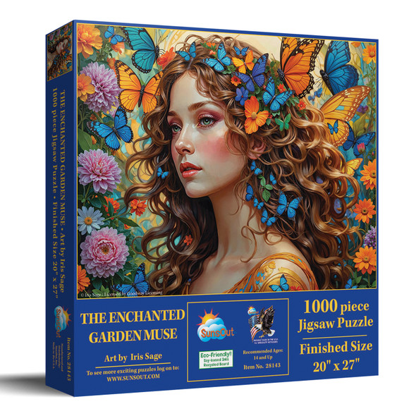 Sunsout The Enchanted Garden Muse 1000 Piece Jigsaw Puzzle for Adults - Finished Size: 20" x 27" by Artist: Iris Sage