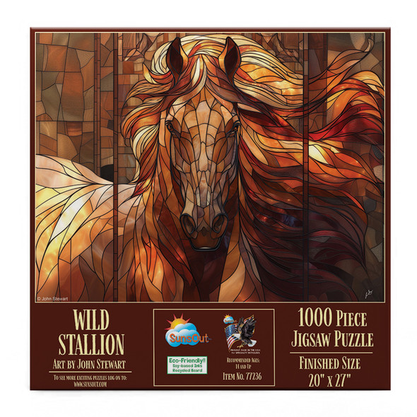 Sunsout Wild Stallion 1000 Piece Jigsaw Puzzle for Adults - Finished Size: 20" x 27" by Artist: John Stewart