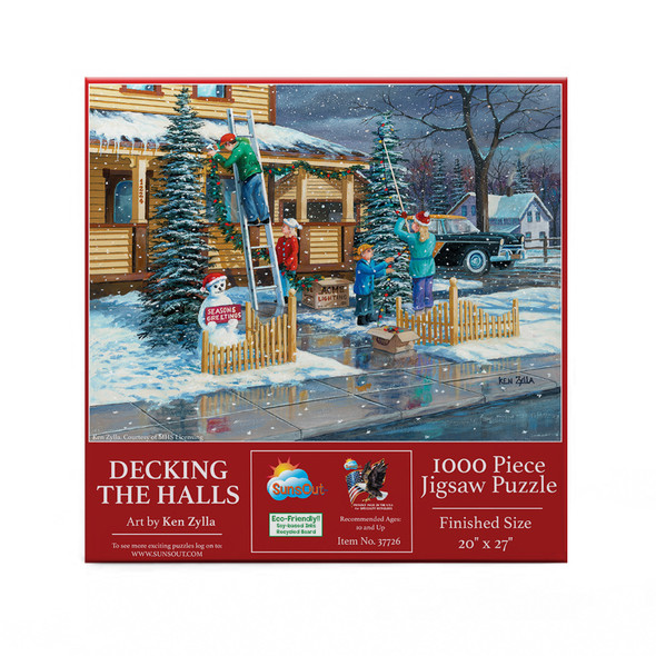 SUNSOUT INC - Deck the Halls - 1000 pc Jigsaw Puzzle by Artist: Ken Zylla - Finished Size 20" x 27" - MPN# 37726