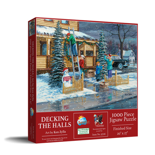 SUNSOUT INC - Deck the Halls - 1000 pc Jigsaw Puzzle by Artist: Ken Zylla - Finished Size 20" x 27" - MPN# 37726