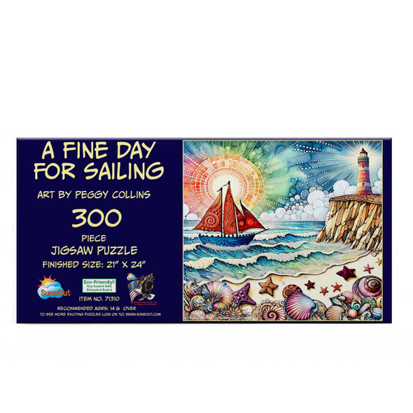 Sunsout A fine Day for Sailing 300 Piece Jigsaw Puzzle for Adults - Finished Size: 21" x 24" by Artist: Peggy Collins
