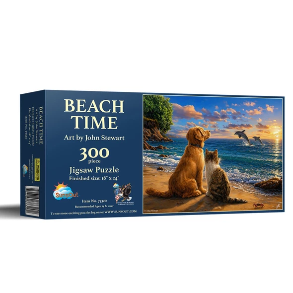Sunsout Beach Time 300 Piece Jigsaw Puzzle for Adults - Finished Size: 18" x 24" by Artist: John Stewart