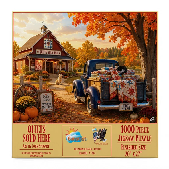 Sunsout Quilts Sold Here 1000 Piece Jigsaw Puzzle for Adults - Finished Size: 20" x 27" by Artist: John Stewart