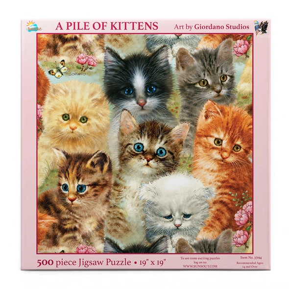 Sunsout A Pile of Kittens 500 500 Piece Jigsaw Puzzle for Adults - Finished Size: 19" x 19" by Artist: Giordano Studios
