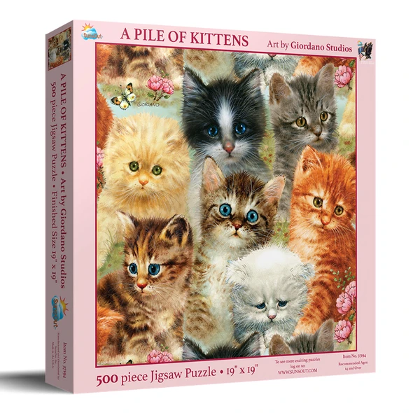 Sunsout A Pile of Kittens 500 500 Piece Jigsaw Puzzle for Adults - Finished Size: 19" x 19" by Artist: Giordano Studios