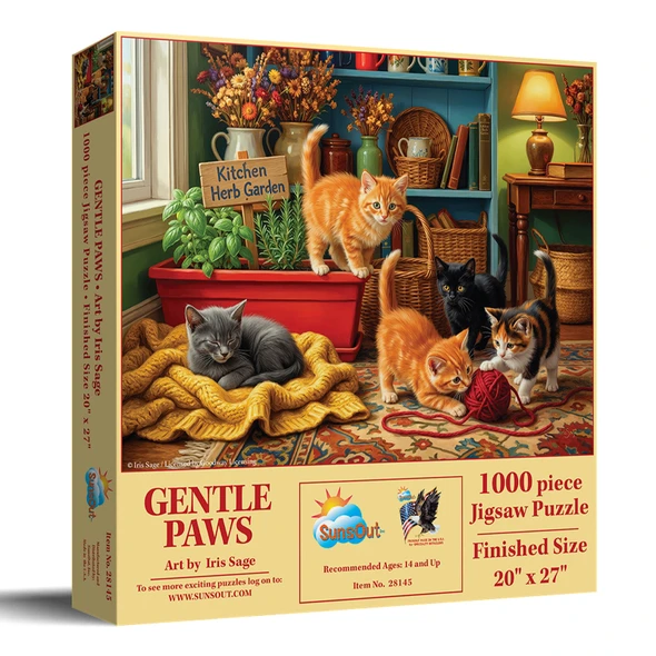 Sunsout Gentle Paws 1000 Piece Jigsaw Puzzle for Adults - Finished Size: 20" x 27" by Artist: Iris Sage