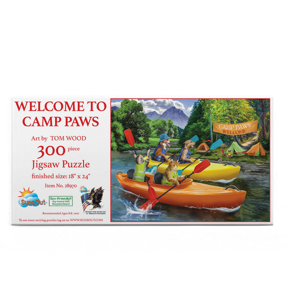 SUNSOUT INC - Welcome to Camp Paws - 300 pc Jigsaw Puzzle by Artist: Tom Wood - Finished Size 18" x 24" - MPN# 28970