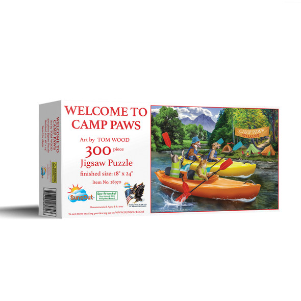 SUNSOUT INC - Welcome to Camp Paws - 300 pc Jigsaw Puzzle by Artist: Tom Wood - Finished Size 18" x 24" - MPN# 28970