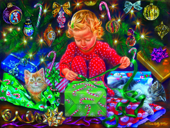 SUNSOUT INC - Wrapped with Love - 300 pc Jigsaw Puzzle by Artist: Tricia Reilly-Matthews - Finished Size 18" x 24" Christmas - MPN# 35951