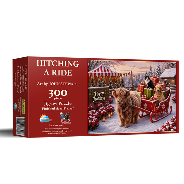 Sunsout Hitching a Ride 300 Piece Jigsaw Puzzle for Adults - Finished Size: 18" x 24" by Artist: John Stewart