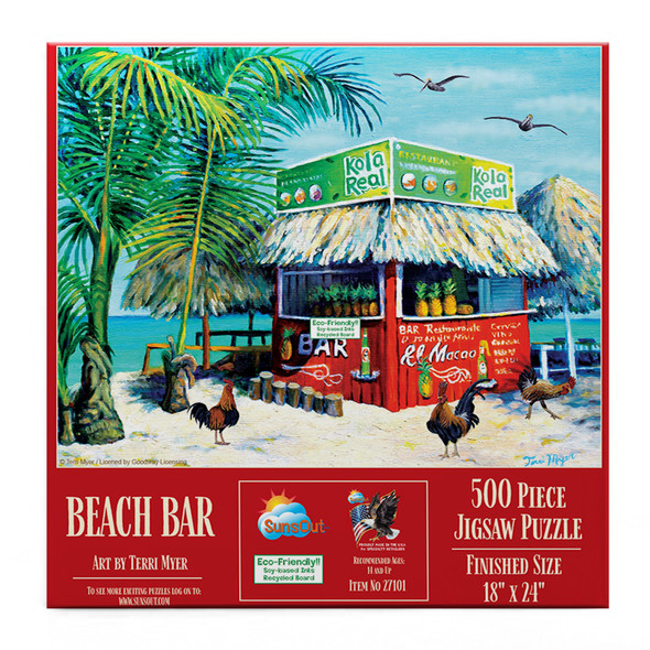 Sunsout Beach Bar 500 Piece Jigsaw Puzzle for Adults - Finished Size: 18" x 24" by Artist: Terri Myer