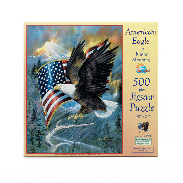 SUNSOUT INC - American Eagle - 500 pc Jigsaw Puzzle by Artist: Ruane Manning - Finished Size 18" x 24" Fourth of July - MPN# CL59012 SUNSOUT INC - American Eagle - 500 pc Jigsaw Puzzle by Artist: Ruane Manning - Finished Size 18" x 24" Fourth of July - MPN# CL59012