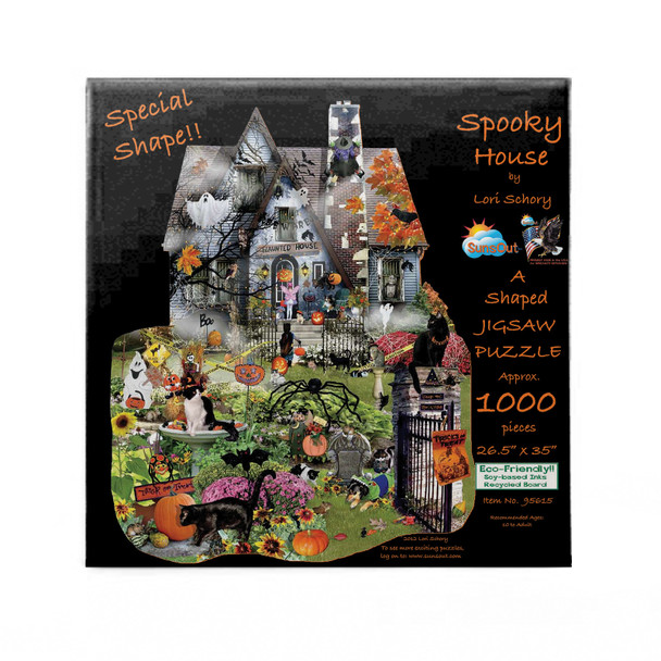 SUNSOUT INC - Spooky House - 1000 pc Special Shape Jigsaw Puzzle by Artist: Lori Schory - Finished Size 26.5" x 35" Halloween - MPN# 95615