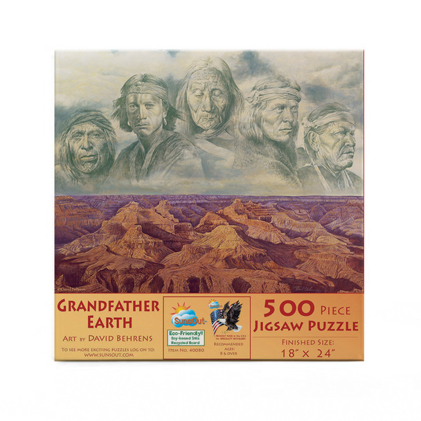 SUNSOUT INC - Grandfather Earth - 500 pc Jigsaw Puzzle by Artist: David Behrens - Finished Size 18" x 24" - MPN# 40080 SUNSOUT INC - Grandfather Earth - 500 pc Jigsaw Puzzle by Artist: David Behrens - Finished Size 18" x 24" - MPN# 40080