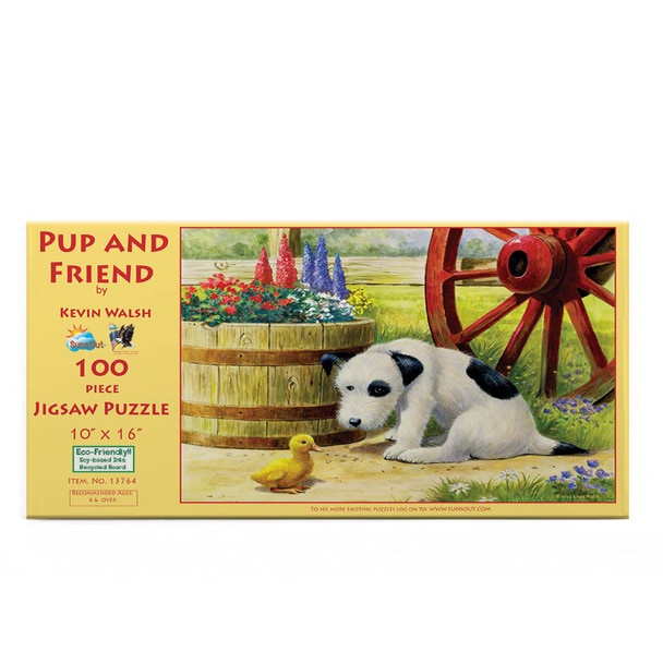 SUNSOUT INC - Pup and Friend - 100 pc Jigsaw Puzzle by Artist: Kevin Walsh - Finished Size 10" x 16" - MPN# 13764