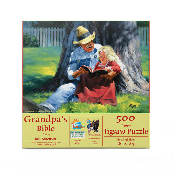 SUNSOUT INC - Grandpa's Bible - 500 pc Jigsaw Puzzle by Artist: Jack Sorenson - Finished Size 18" x 24" - MPN# 16834