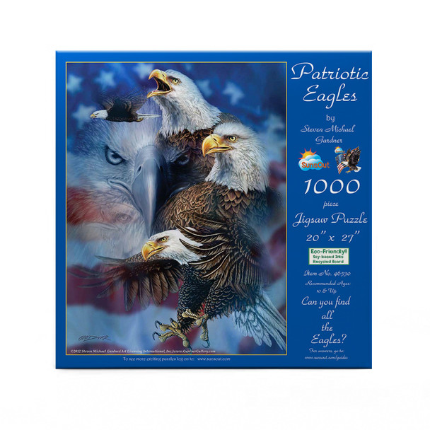 SUNSOUT INC - Patriotic Eagles - 1000 pc Jigsaw Puzzle by Artist: Steven Michael Gardner - Finished Size 20" x 27" - MPN# 46530
