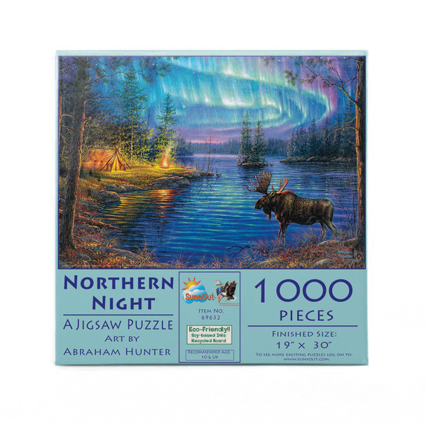 SUNSOUT INC - Northern Night - 1000 pc Jigsaw Puzzle by Artist: Abraham Hunter - Finished Size 19" x 30" Nature - MPN# 69632