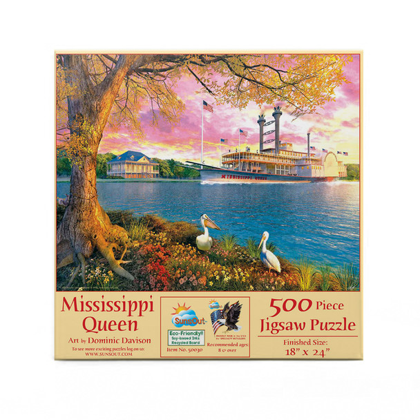 SUNSOUT INC - Mississippi Queen - 500 pc Jigsaw Puzzle by Artist: Dominic Davison - Finished Size 18" x 24" - MPN# 50030