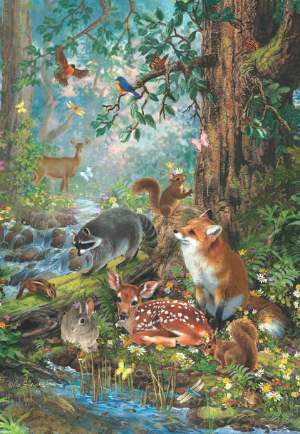 SUNSOUT INC - Gathered in the Forest - 100 pc Jigsaw Puzzle by Artist: Liz Goodrick Dillon - Finished Size 10" x 16" - MPN# 81805