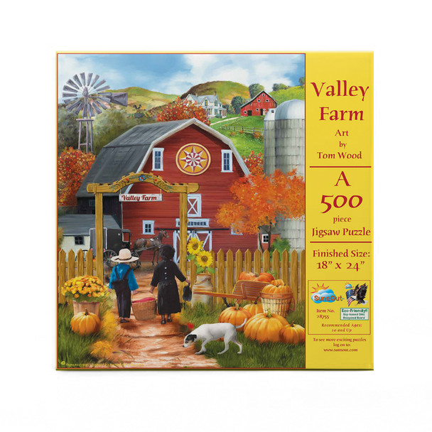 SUNSOUT INC - Valley Farm - 500 pc Jigsaw Puzzle by Artist: Tom Wood - Finished Size 18" x 24" Halloween - MPN# 28755