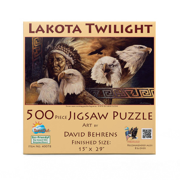 SUNSOUT INC - Lakota Twilight - 500 pc Jigsaw Puzzle by Artist: David Behrens - Finished Size 15" x 29" - MPN# 40078