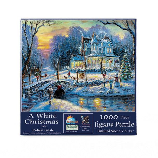 SUNSOUT INC - A White Christmas - 1000 pc Jigsaw Puzzle by Artist: Robert Finale - Finished Size 20" x 27" Christmas - MPN# 60760
