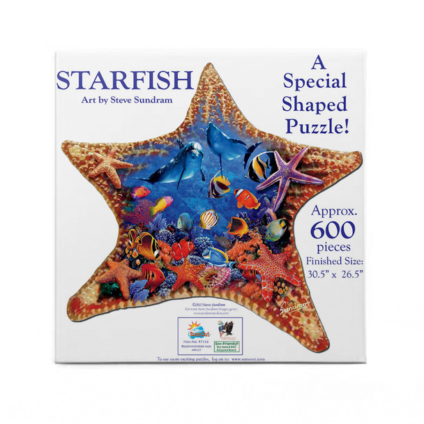SUNSOUT INC - Starfish - 600 pc Special Shape Jigsaw Puzzle by Artist: Steve Sundram - Finished Size 30.5" x 26.5" - MPN# 97136