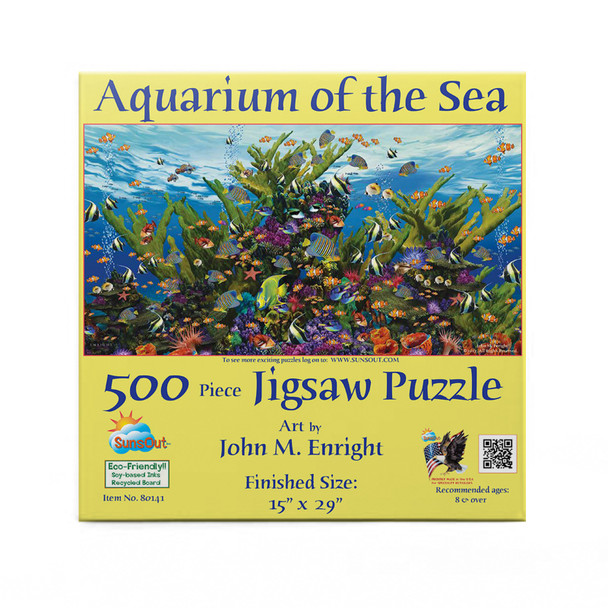 SUNSOUT INC - Aquarium of the Sea - 500 pc Jigsaw Puzzle by Artist: John M. Enright - Finished Size 15" x 29" - MPN# 80141