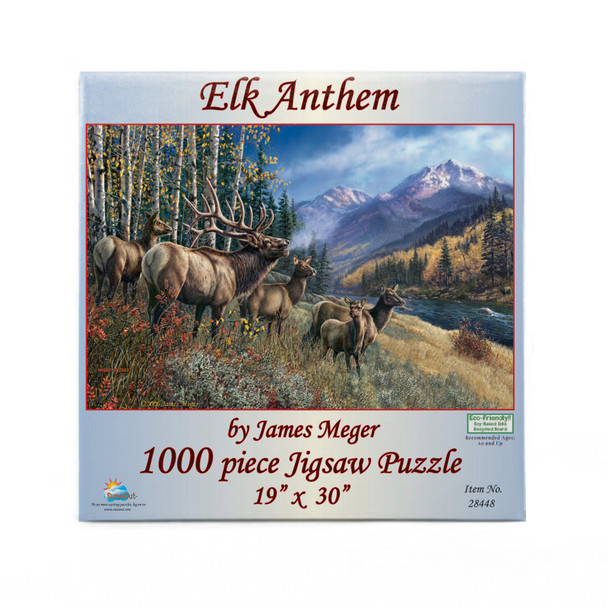 SUNSOUT INC - Elk Anthem - 1000 pc Jigsaw Puzzle by Artist: James Meger - Finished Size 19" x 30" - MPN# 28448