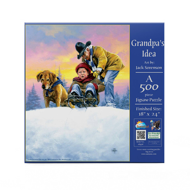 SUNSOUT INC - Grandpa's Idea - 500 pc Jigsaw Puzzle by Artist: Jack Sorenson - Finished Size 18" x 24" - MPN# 16976