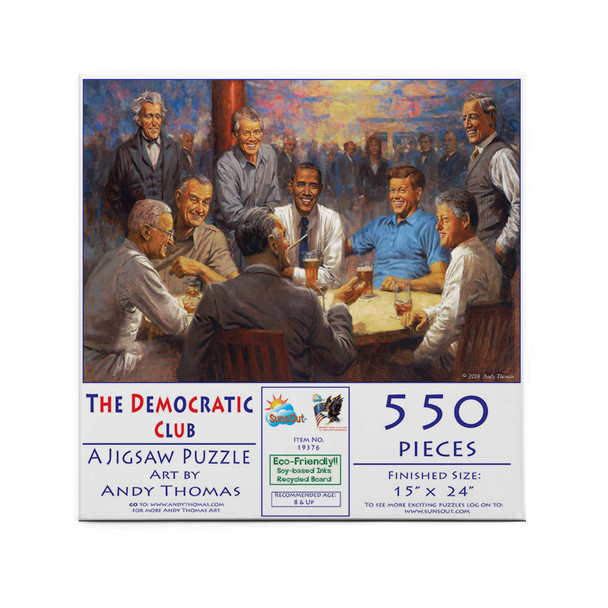 SUNSOUT INC - The Democratic Club - 550 pc Jigsaw Puzzle by Artist: Andy Thomas - Finished Size 15" x 24" - MPN# 19376