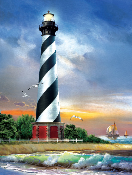 SUNSOUT INC - Cape Hatteras Lighthouse - 500 pc Jigsaw Puzzle by Artist: Tom Wood - Finished Size 18" x 24" Lighthouse - MPN# 28835