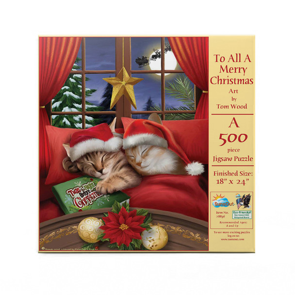 SUNSOUT INC - To All a Merry Christmas - 500 pc Jigsaw Puzzle by Artist: Tom Wood - Finished Size 18" x 24" Christmas - MPN# 28836