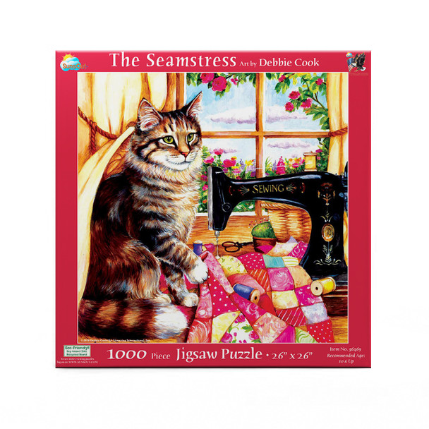 SUNSOUT INC - The Seamstress - 1000 pc Jigsaw Puzzle by Artist: Debbie Cook - Finished Size 26" x 26" - MPN# 36469