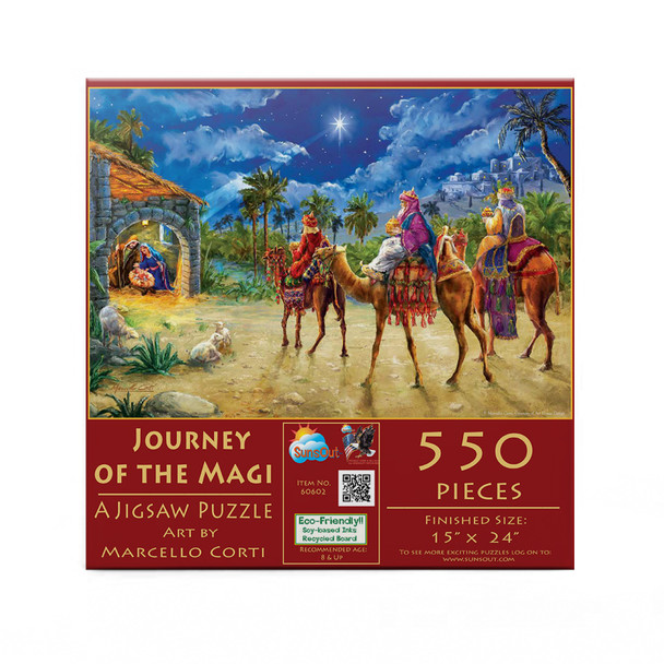 SUNSOUT INC - Journey of the Magi - 550 pc Jigsaw Puzzle by Artist: Marcello Corti - Finished Size 15" x 24" Christmas - MPN# 60602