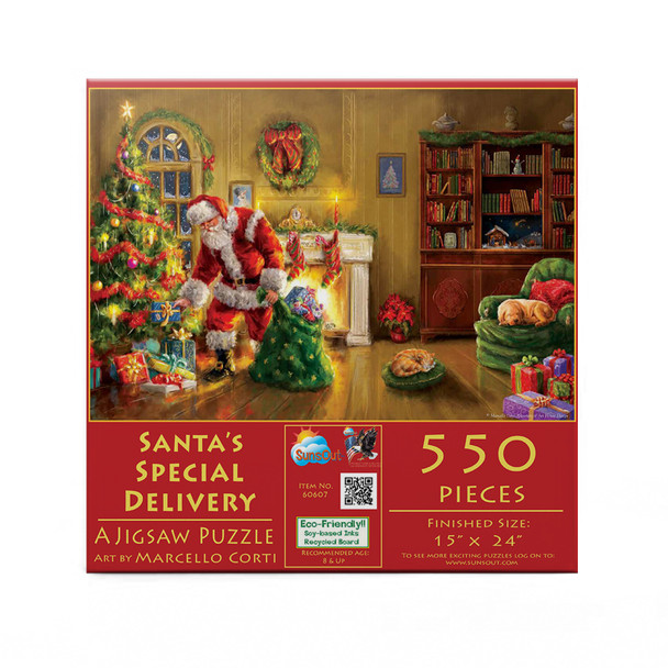 SUNSOUT INC - Santa's Special Delivery - 550 pc Jigsaw Puzzle by Artist: Marcello Corti - Finished Size 15" x 24" Christmas - MPN# 60607