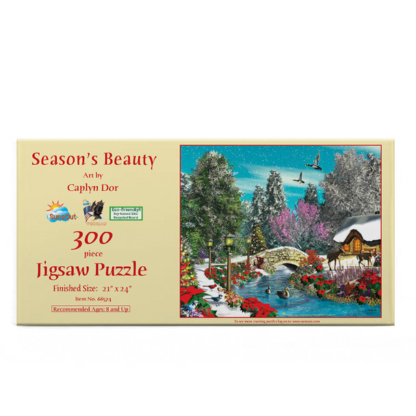 SUNSOUT INC - Season's Beauty - 300 pc Jigsaw Puzzle by Artist: Caplyn Dor - Finished Size 21" x 24" Christmas - MPN# 66574